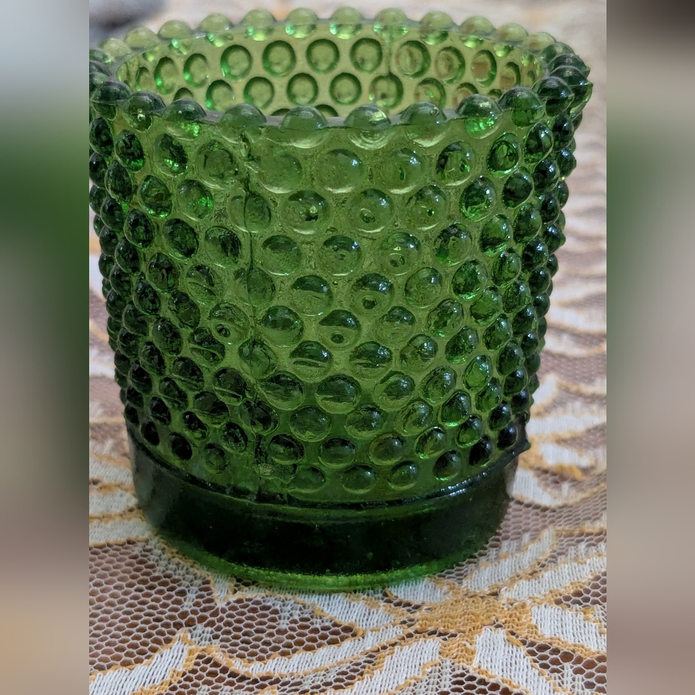 Vintage Green Hobnail Votive Candleholder
